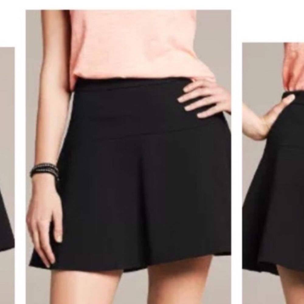 Banana Republic Ponte Fit and Flare Knit Black Mini Skirt Women’s Sz 2